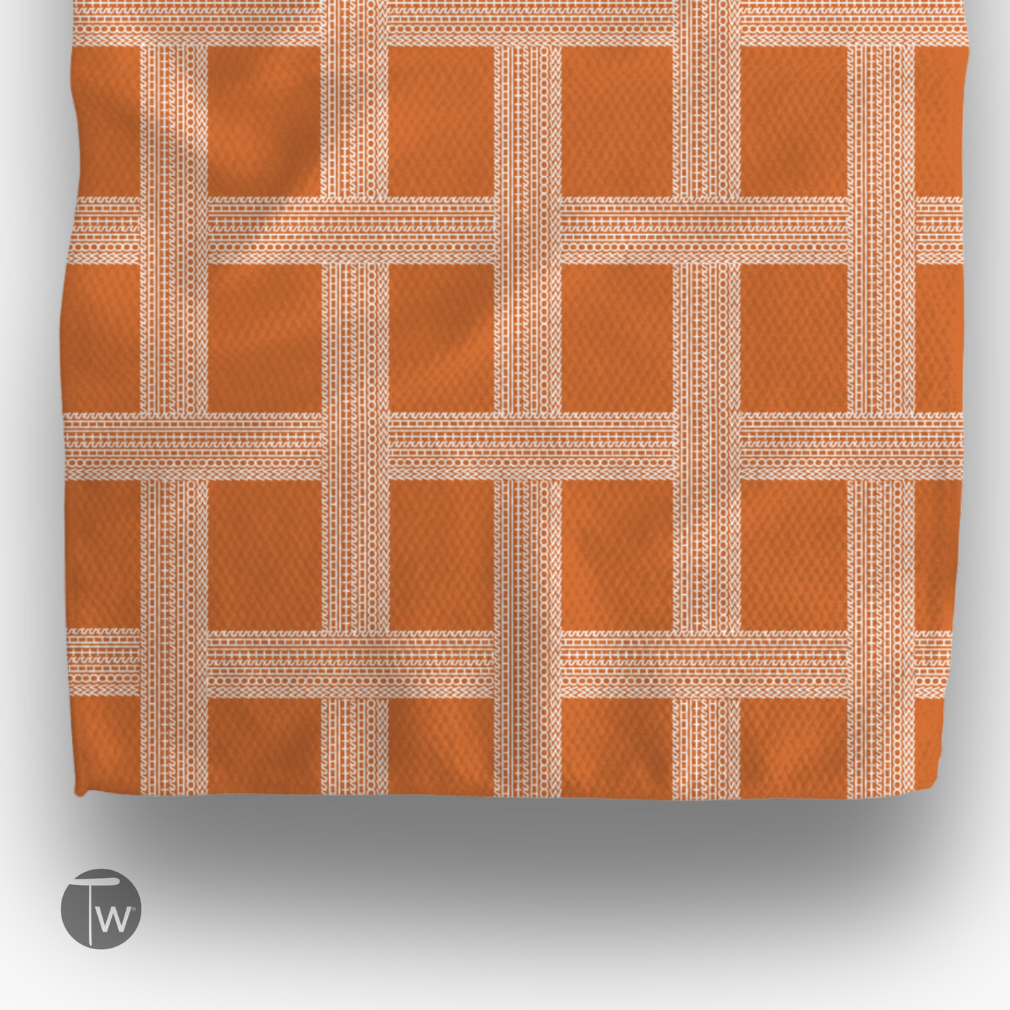 Vintage Shitshow Stripes towel in fall colors, featuring an orange and cream woven pattern.