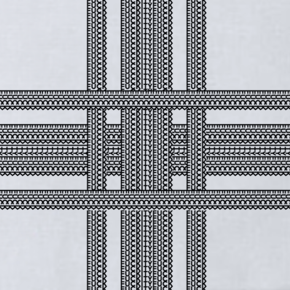 Fckity Stripe Illusion black cotton tea towel featuring a striped pattern in black on a light background.