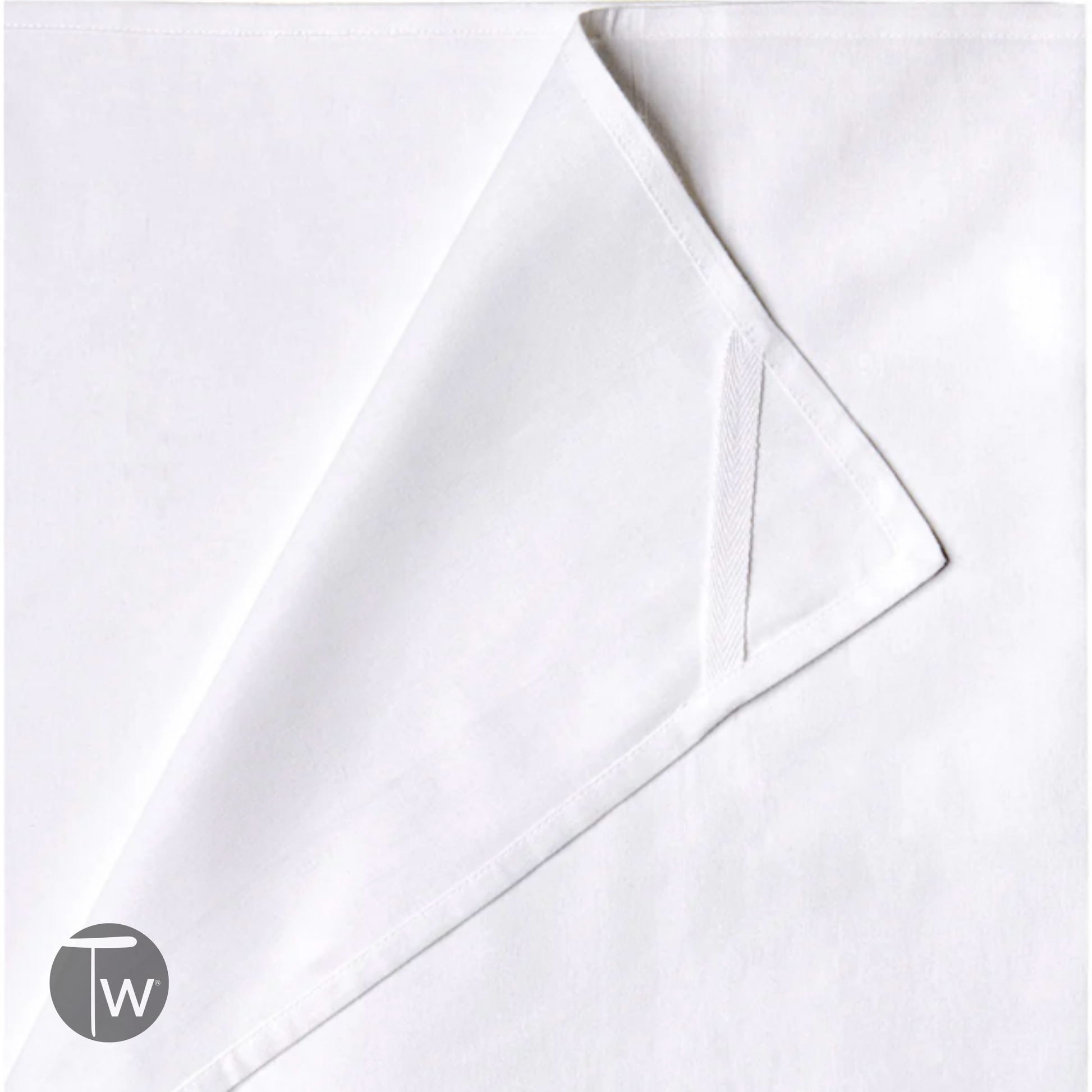 White cotton tea towel with a folded corner, displaying the text "I Rub My Own Meat" in black lettering.
